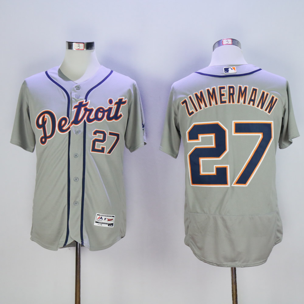 Men Detroit Tigers 27 Zimmermann Grey MLB Jerseys